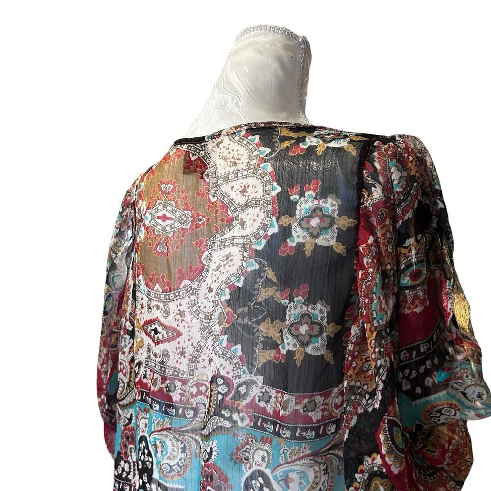 Vintage Y2K Sheer Red Floral Top Large Grunge Fairy - Picture 12 of 12